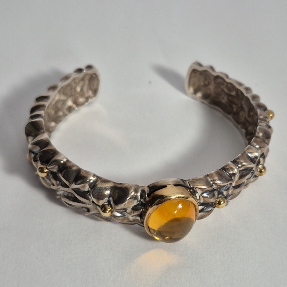 Bill Blass Sterling Silver Cuff Bracelet Jewelry With 18k Accents Vintage